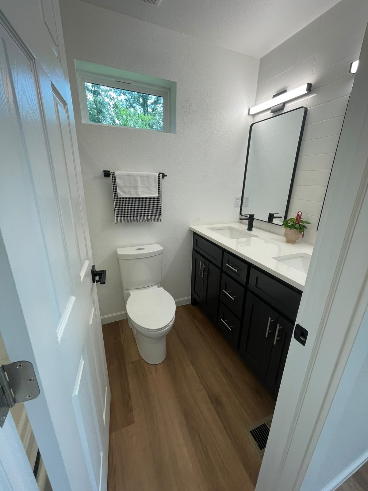 Bath vanity from the doorway