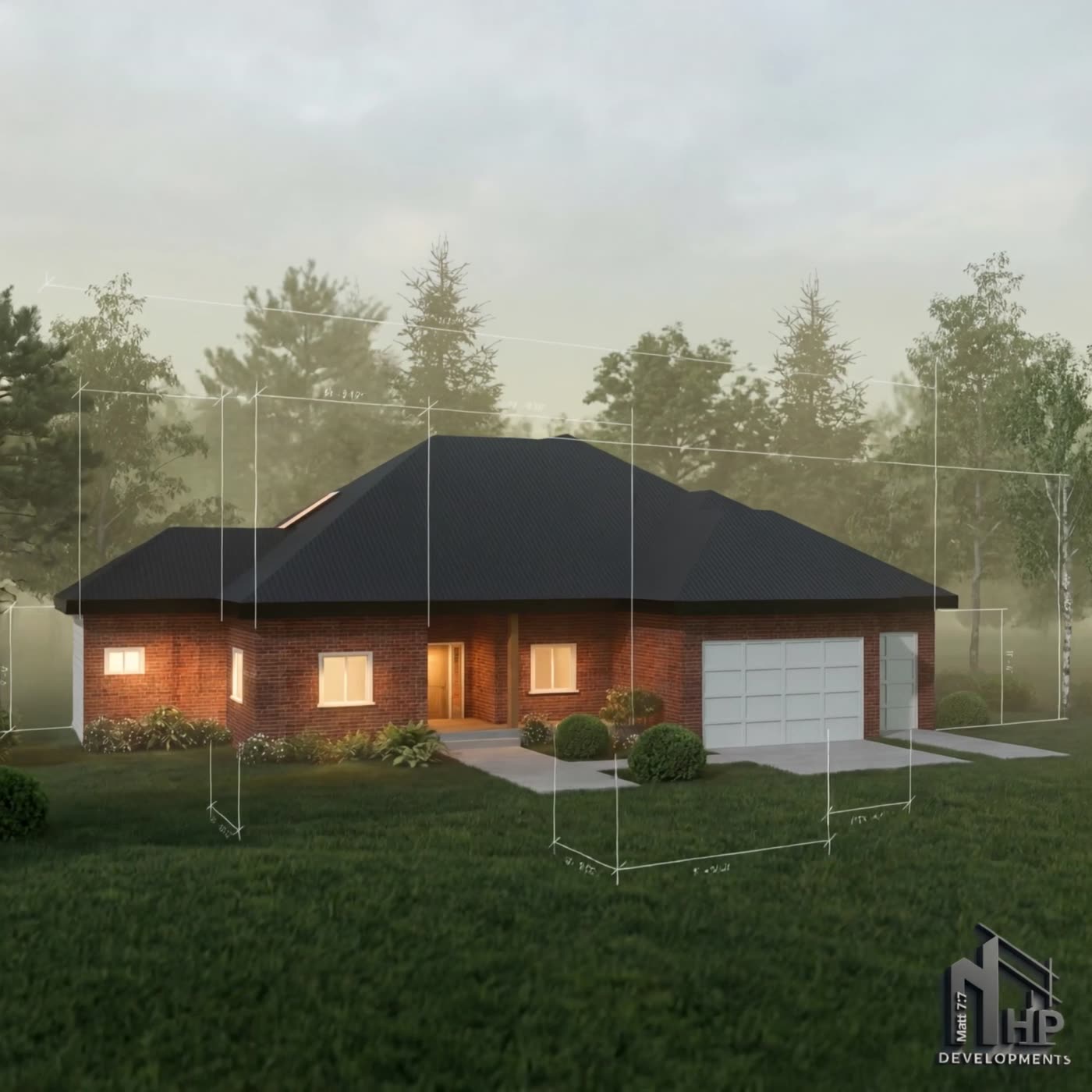 Front elevation with building dimensions