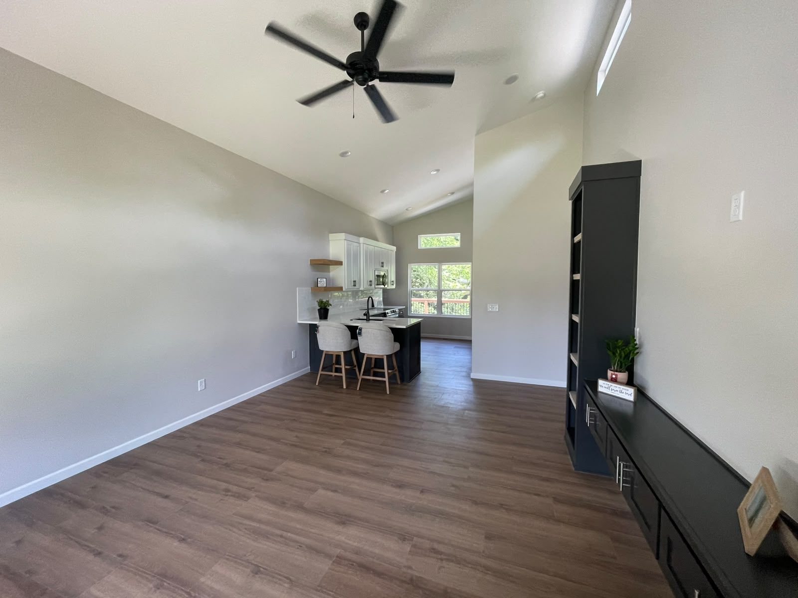 Living hall and dining toward the front door